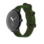 สายทอไนลอนพร้อมหัวเข็มขัดเหล็กสำหรับ Google Pixel Watch 4 / 3 / 2 / 1 41มม.