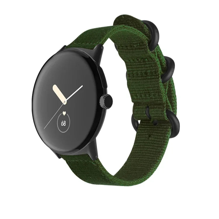 สายทอไนลอนพร้อมหัวเข็มขัดเหล็กสำหรับ Google Pixel Watch 4 / 3 / 2 / 1 41มม.