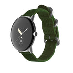สายทอไนลอนพร้อมหัวเข็มขัดเหล็กสำหรับ Google Pixel Watch 4 / 3 / 2 / 1 41มม.