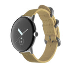 สายทอไนลอนพร้อมหัวเข็มขัดเหล็กสำหรับ Google Pixel Watch 4 / 3 / 2 / 1 41มม.