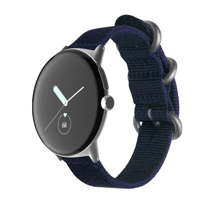 สายทอไนลอนพร้อมหัวเข็มขัดเหล็กสำหรับ Google Pixel Watch 4 / 3 / 2 / 1 41มม.
