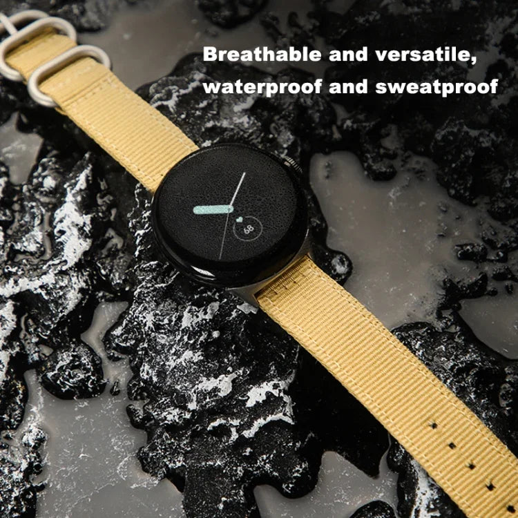สายทอไนลอนพร้อมหัวเข็มขัดเหล็กสำหรับ Google Pixel Watch 4 / 3 / 2 / 1 41มม.