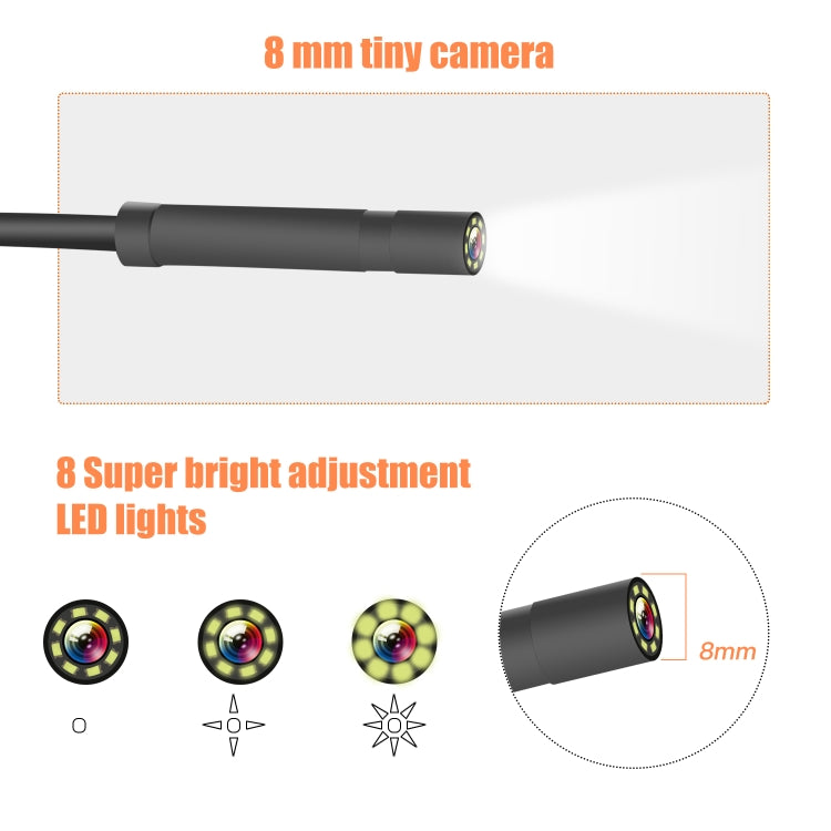 P40 8mm HD กันน้ำ กล้องส่องทางไกลอุตสาหกรรมแบบพกพาหน้าจอแนวตั้งแบบบูรณาการแบบถือด้วยมือ ความยาว 2m, 5m, 10m