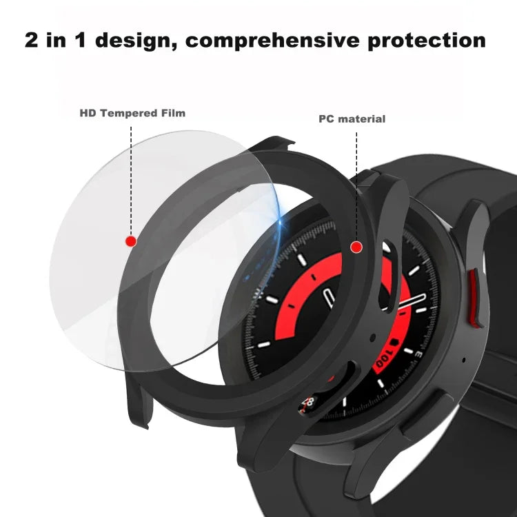เคสกันนาฬิกาแบบฉีดเชื้อเพลิง PC + ฟิล์มกระจกนิรภัย สำหรับ Samsung Galaxy Watch5 Pro 45มม.
