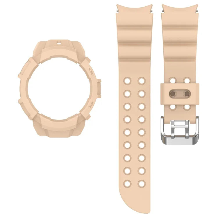 สายรัดนาฬิกาซิลิโคน Armor + เคสกันนาฬิกา สำหรับ Samsung Galaxy Watch5 40มม., สำหรับ Samsung Galaxy Watch5 44มม., สำหรับ Samsung Galaxy Watch4 40มม., สำหรับ Samsung Galaxy Watch4 44มม.