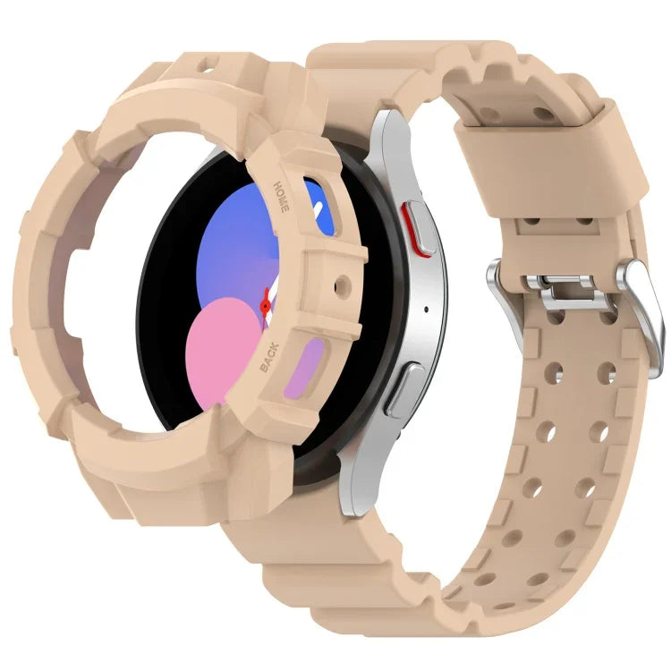 สายรัดนาฬิกาซิลิโคน Armor + เคสกันนาฬิกา สำหรับ Samsung Galaxy Watch5 40มม., สำหรับ Samsung Galaxy Watch5 44มม., สำหรับ Samsung Galaxy Watch4 40มม., สำหรับ Samsung Galaxy Watch4 44มม.