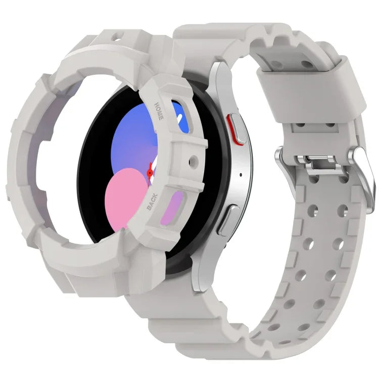 สายรัดนาฬิกาซิลิโคน Armor + เคสกันนาฬิกา สำหรับ Samsung Galaxy Watch5 40มม., สำหรับ Samsung Galaxy Watch5 44มม., สำหรับ Samsung Galaxy Watch4 40มม., สำหรับ Samsung Galaxy Watch4 44มม.