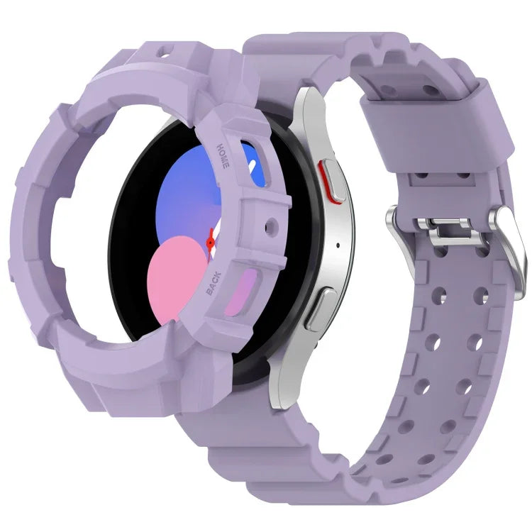 สายรัดนาฬิกาซิลิโคน Armor + เคสกันนาฬิกา สำหรับ Samsung Galaxy Watch5 40มม., สำหรับ Samsung Galaxy Watch5 44มม., สำหรับ Samsung Galaxy Watch4 40มม., สำหรับ Samsung Galaxy Watch4 44มม.