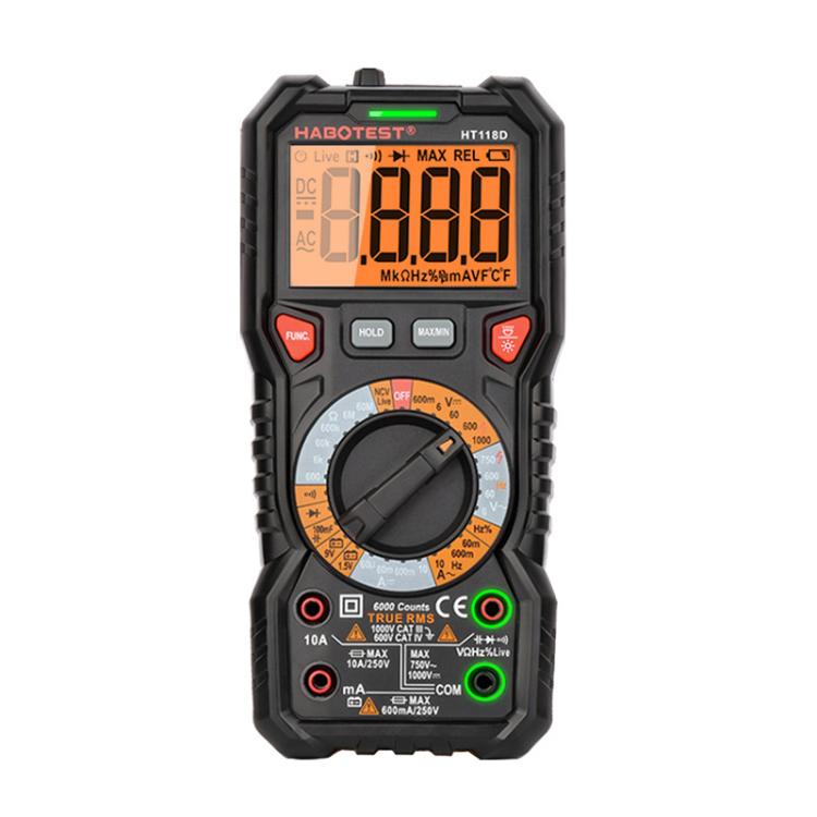 มัลติมิเตอร์ดิจิทัลแบบแมนนวลความแม่นยำสูงแบบพกพา HABOTEST HT118D, HT118D