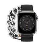 สายสแตนเลสสตีลหนังแท้แบบห่วงคู่ สำหรับ Apple Watch Ultra 49 มม. / Series 8&7 45 มม., สำหรับ Apple Watch Series 8&7 41 มม.