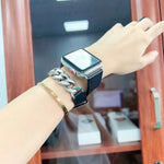 สายสแตนเลสสตีลหนังแท้แบบห่วงคู่ สำหรับ Apple Watch Ultra 49 มม. / Series 8&7 45 มม., สำหรับ Apple Watch Series 8&7 41 มม.
