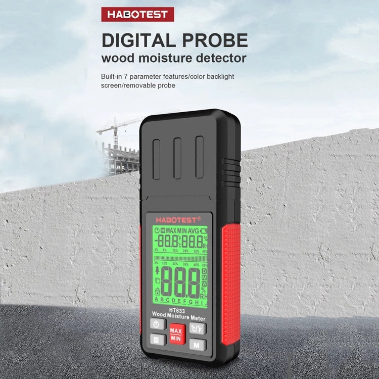 เครื่องวัดความชื้นไม้ดิจิทัลแบบพกพา HABOTEST HT633, HT633