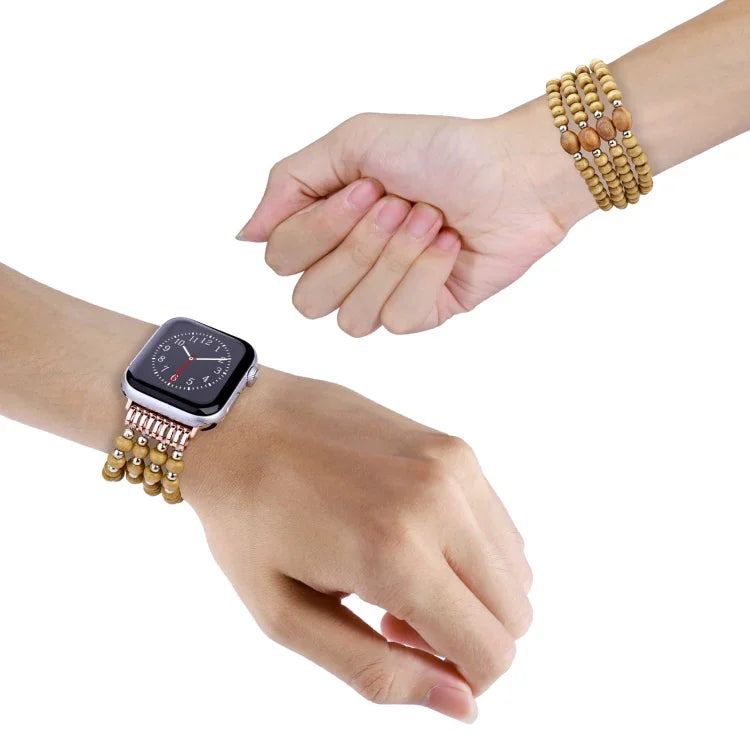 สายลูกปัดไม้ สำหรับ Apple Watch Ultra 49 มม. / Series 8&7 45 มม., สำหรับ Apple Watch Series 8&7 41 มม.