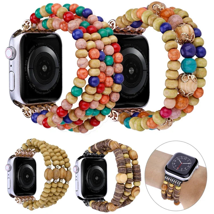 สายลูกปัดไม้ สำหรับ Apple Watch Ultra 49 มม. / Series 8&7 45 มม., สำหรับ Apple Watch Series 8&7 41 มม.