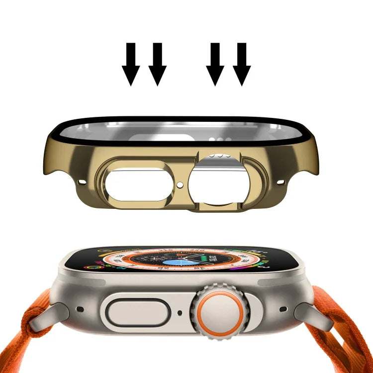 เคสกระจกนิรภัย PC ชุบเงาแบบบูรณาการ สำหรับ Apple Watch Ultra 3 / 2 / 1 49 มม.