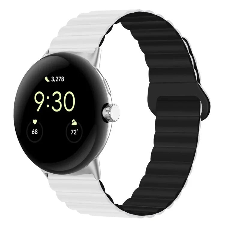 สายรัดนาฬิกาซิลิโคนแม่เหล็กหัวเข็มขัดกลับด้าน สำหรับ Google Pixel Watch 4 / 3 / 2 / 1 41 มม.