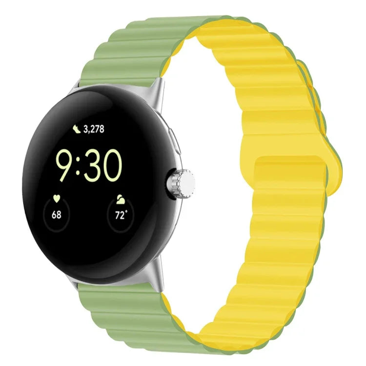 สายรัดนาฬิกาซิลิโคนแม่เหล็กหัวเข็มขัดกลับด้าน สำหรับ Google Pixel Watch 4 / 3 / 2 / 1 41 มม.