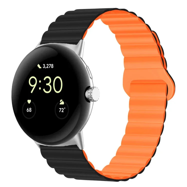สายรัดนาฬิกาซิลิโคนแม่เหล็กหัวเข็มขัดกลับด้าน สำหรับ Google Pixel Watch 4 / 3 / 2 / 1 41 มม.