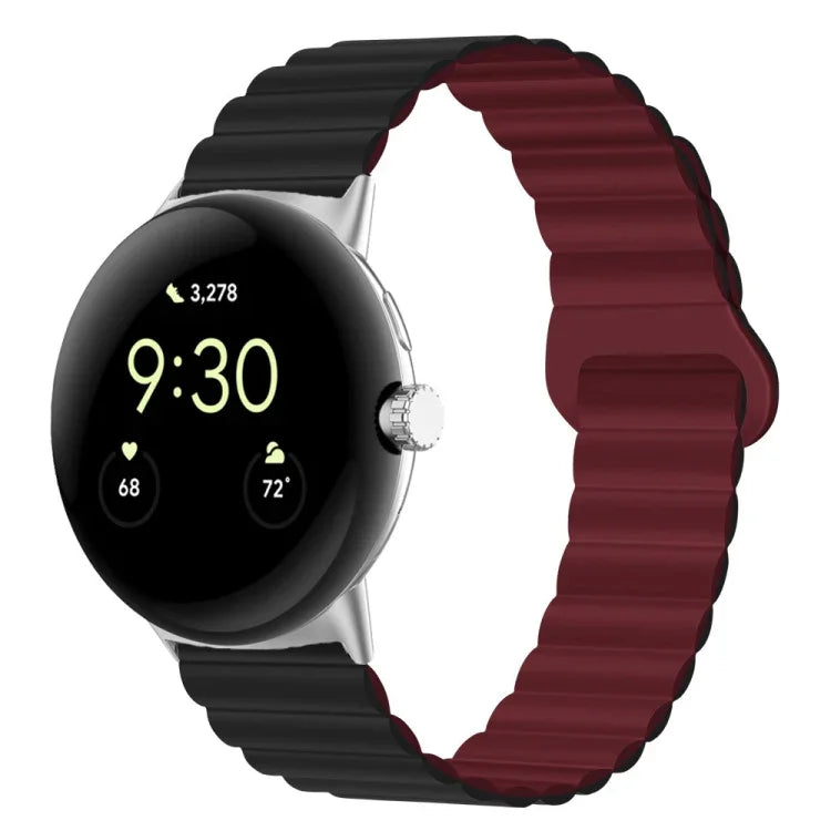 สายรัดนาฬิกาซิลิโคนแม่เหล็กหัวเข็มขัดกลับด้าน สำหรับ Google Pixel Watch 4 / 3 / 2 / 1 41 มม.