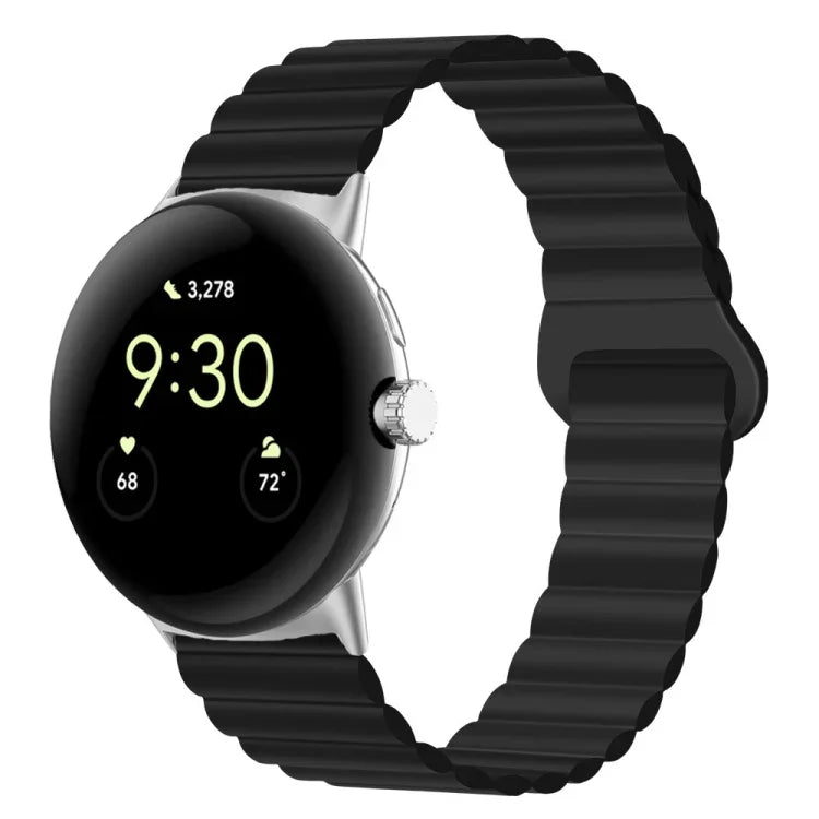 สายรัดนาฬิกาซิลิโคนแม่เหล็กหัวเข็มขัดกลับด้าน สำหรับ Google Pixel Watch 4 / 3 / 2 / 1 41 มม.