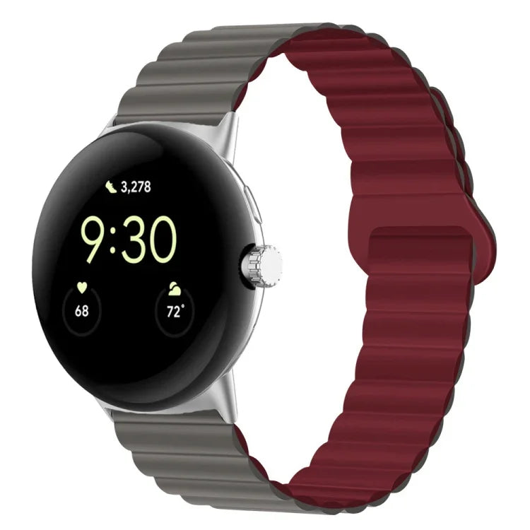 สายรัดนาฬิกาซิลิโคนแม่เหล็กหัวเข็มขัดกลับด้าน สำหรับ Google Pixel Watch 4 / 3 / 2 / 1 41 มม.