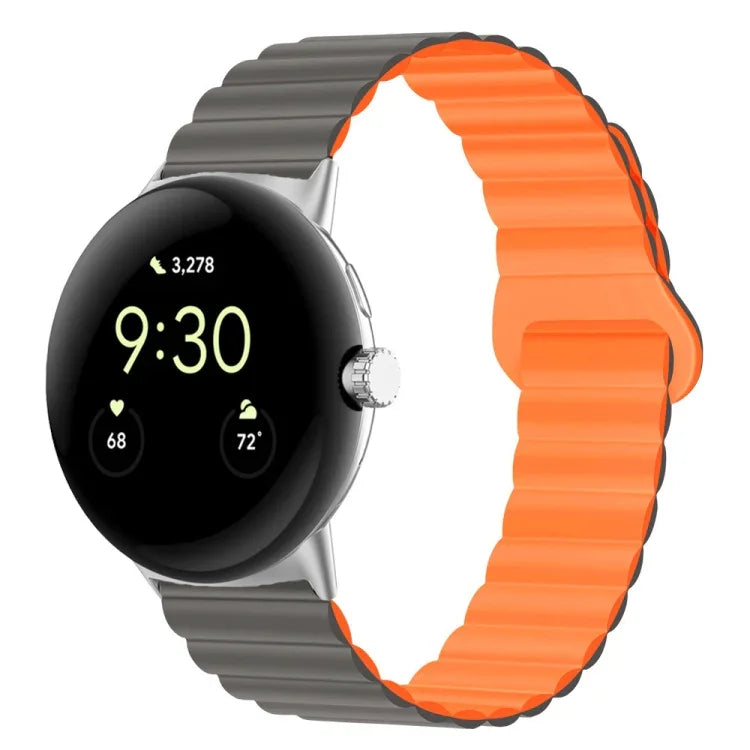 สายรัดนาฬิกาซิลิโคนแม่เหล็กหัวเข็มขัดกลับด้าน สำหรับ Google Pixel Watch 4 / 3 / 2 / 1 41 มม.
