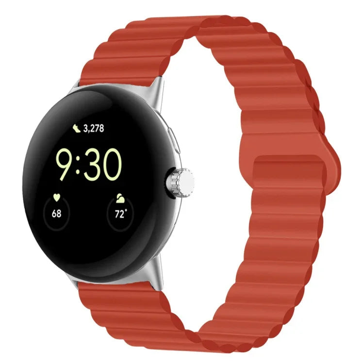 สายรัดนาฬิกาซิลิโคนแม่เหล็กหัวเข็มขัดกลับด้าน สำหรับ Google Pixel Watch 4 / 3 / 2 / 1 41 มม.