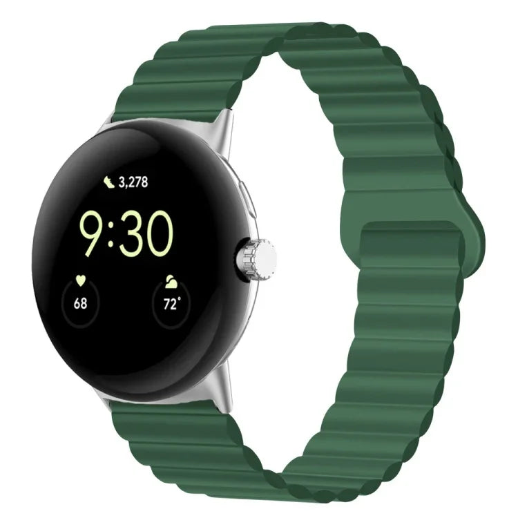 สายรัดนาฬิกาซิลิโคนแม่เหล็กหัวเข็มขัดกลับด้าน สำหรับ Google Pixel Watch 4 / 3 / 2 / 1 41 มม.