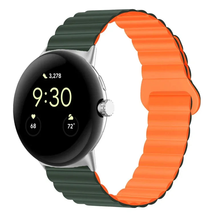 สายรัดนาฬิกาซิลิโคนแม่เหล็กหัวเข็มขัดกลับด้าน สำหรับ Google Pixel Watch 4 / 3 / 2 / 1 41 มม.