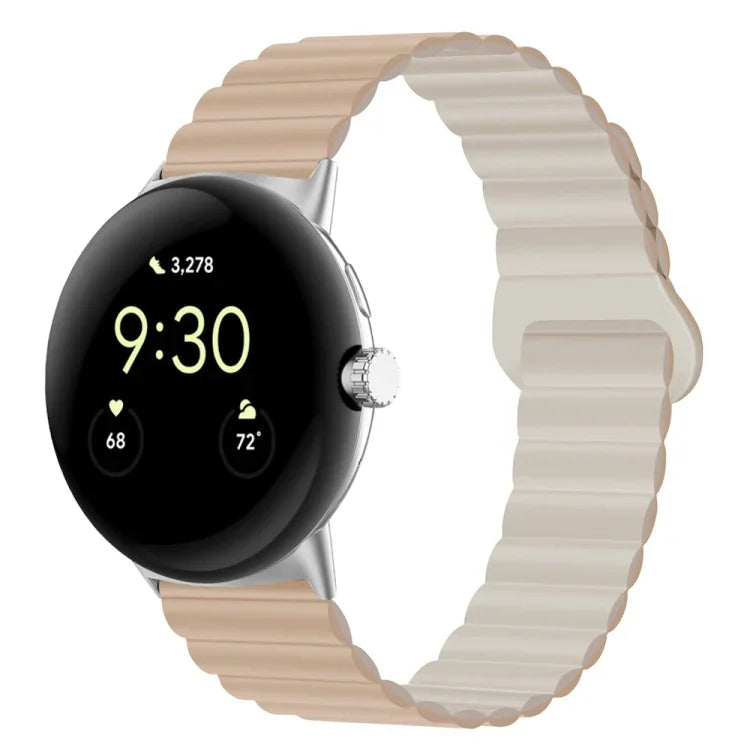 สายรัดนาฬิกาซิลิโคนแม่เหล็กหัวเข็มขัดกลับด้าน สำหรับ Google Pixel Watch 4 / 3 / 2 / 1 41 มม.
