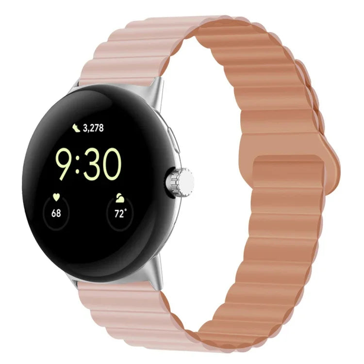 สายรัดนาฬิกาซิลิโคนแม่เหล็กหัวเข็มขัดกลับด้าน สำหรับ Google Pixel Watch 4 / 3 / 2 / 1 41 มม.