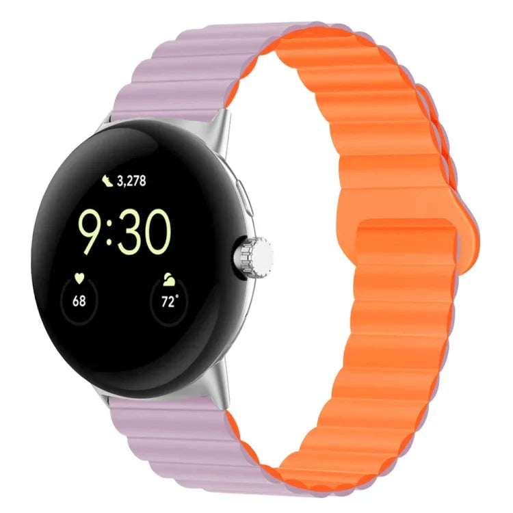 สายรัดนาฬิกาซิลิโคนแม่เหล็กหัวเข็มขัดกลับด้าน สำหรับ Google Pixel Watch 4 / 3 / 2 / 1 41 มม.