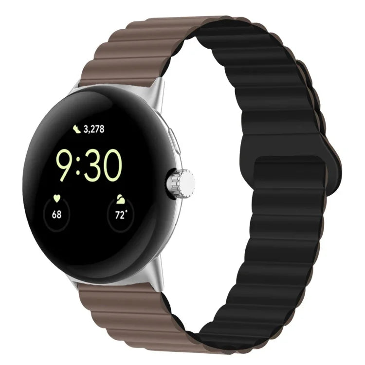 สายรัดนาฬิกาซิลิโคนแม่เหล็กหัวเข็มขัดกลับด้าน สำหรับ Google Pixel Watch 4 / 3 / 2 / 1 41 มม.
