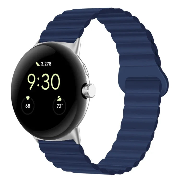สายรัดนาฬิกาซิลิโคนแม่เหล็กหัวเข็มขัดกลับด้าน สำหรับ Google Pixel Watch 4 / 3 / 2 / 1 41 มม.