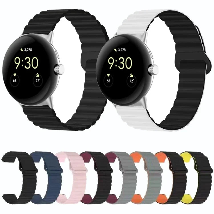 สายรัดนาฬิกาซิลิโคนแม่เหล็กหัวเข็มขัดกลับด้าน สำหรับ Google Pixel Watch 4 / 3 / 2 / 1 41 มม.