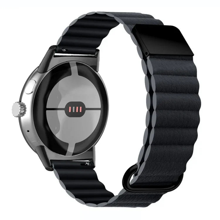 Reverse Buckle Magnetic Genuine Leather Watch Band, For Google Pixel Watch 4 / 3 / 2 / 1 41mm