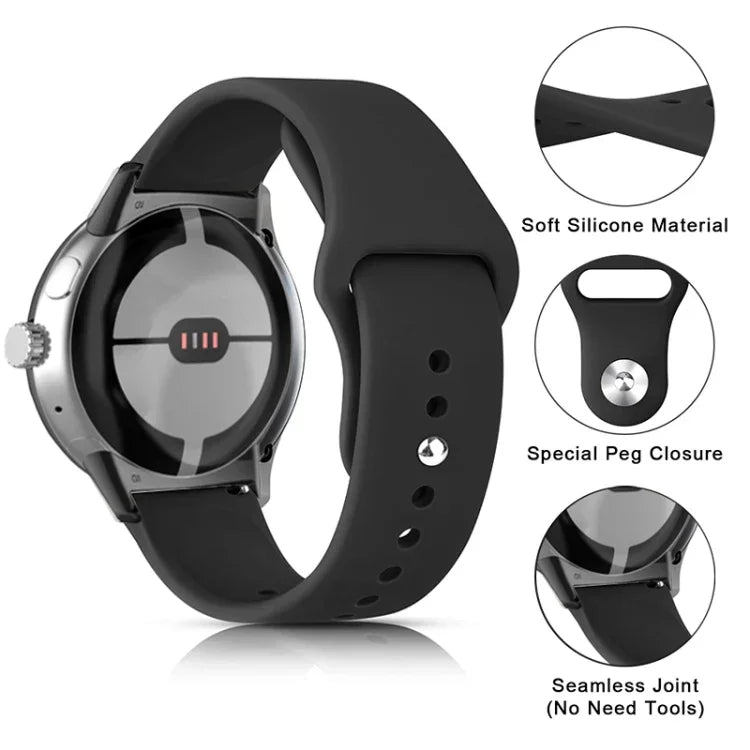 สายนาฬิกาซิลิโคนสีพื้นหัวเข็มขัดกลับด้าน สำหรับ Google Pixel Watch 4 / 3 / 2 / 1 ขนาด 41 มม.