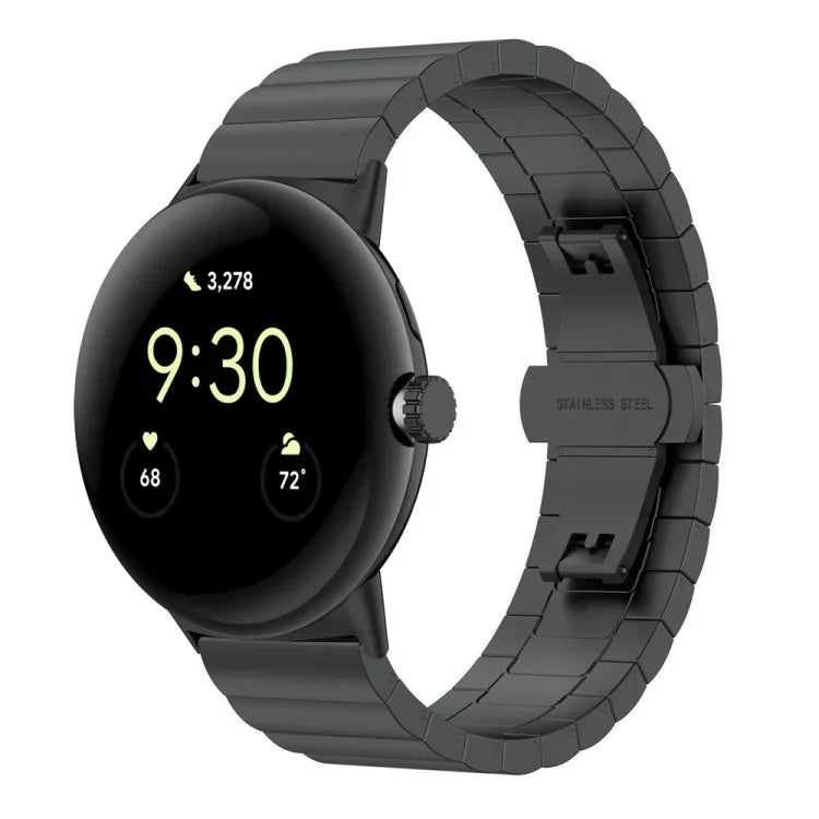 สายรัดนาฬิกาโลหะหัวเข็มขัดรูปผีเสื้อเม็ดเดียว สำหรับ Google Pixel Watch 4 / 3 / 2 / 1 41 มม.