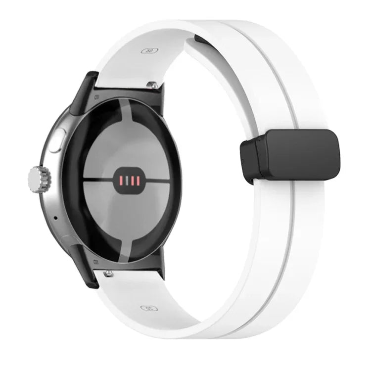 สายรัดนาฬิกาซิลิโคนหัวเข็มขัดพับสีพื้น สำหรับ Google Pixel Watch 4 / 3 / 2 / 1 41 มม.