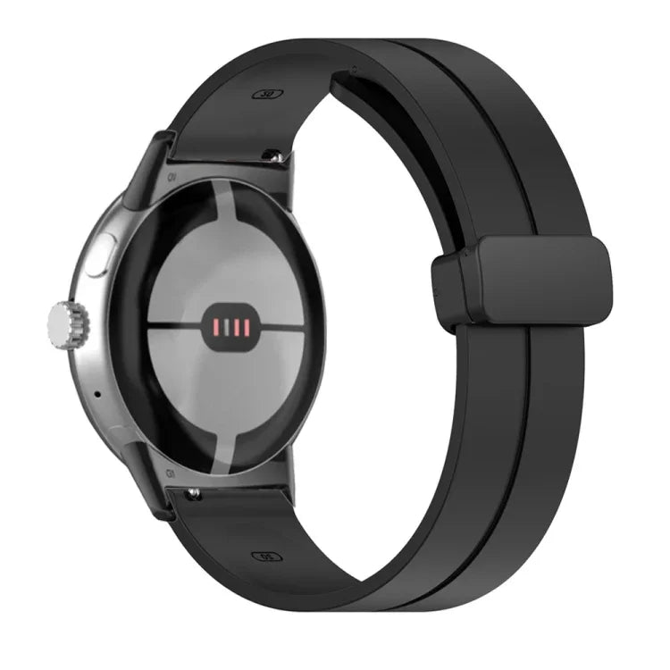 Solid-color Folding Buckle Silicone Watch Band, For Google Pixel Watch 4 / 3 / 2 / 1 41mm