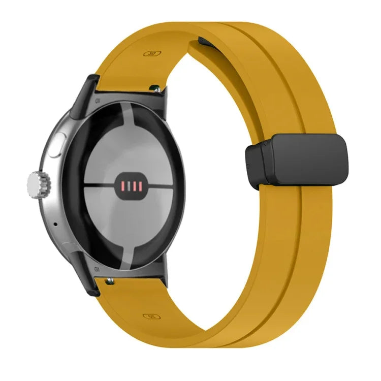 Solid-color Folding Buckle Silicone Watch Band, For Google Pixel Watch 4 / 3 / 2 / 1 41mm