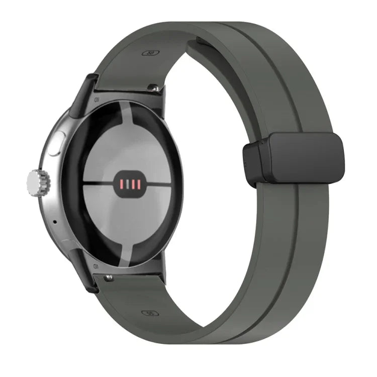 Solid-color Folding Buckle Silicone Watch Band, For Google Pixel Watch 4 / 3 / 2 / 1 41mm