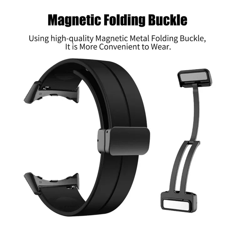 Solid-color Folding Buckle Silicone Watch Band, For Google Pixel Watch 4 / 3 / 2 / 1 41mm
