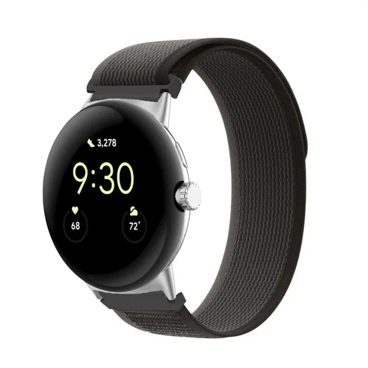 สายรัดนาฬิกาไนลอนตัวเชื่อมต่อสีเงิน สำหรับ Google Pixel Watch 4 / 3 / 2 / 1 41 มม.