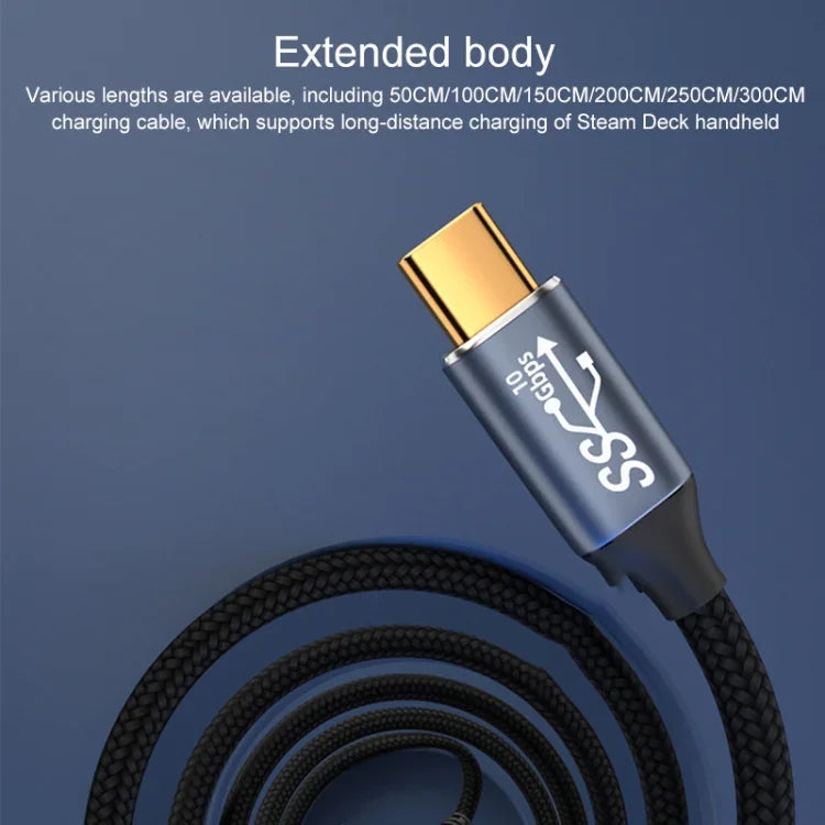 สายต่อขยายโค้งแบบสเตอริโอ USB-C/Type-C ตัวผู้ไปยัง USB-C/Type-C ตัวเมีย 100W สำหรับ Steam Deck Gen, ความยาว 0.5 ม., 1 ม., 1.5 ม., 2 ม., 3 ม.
