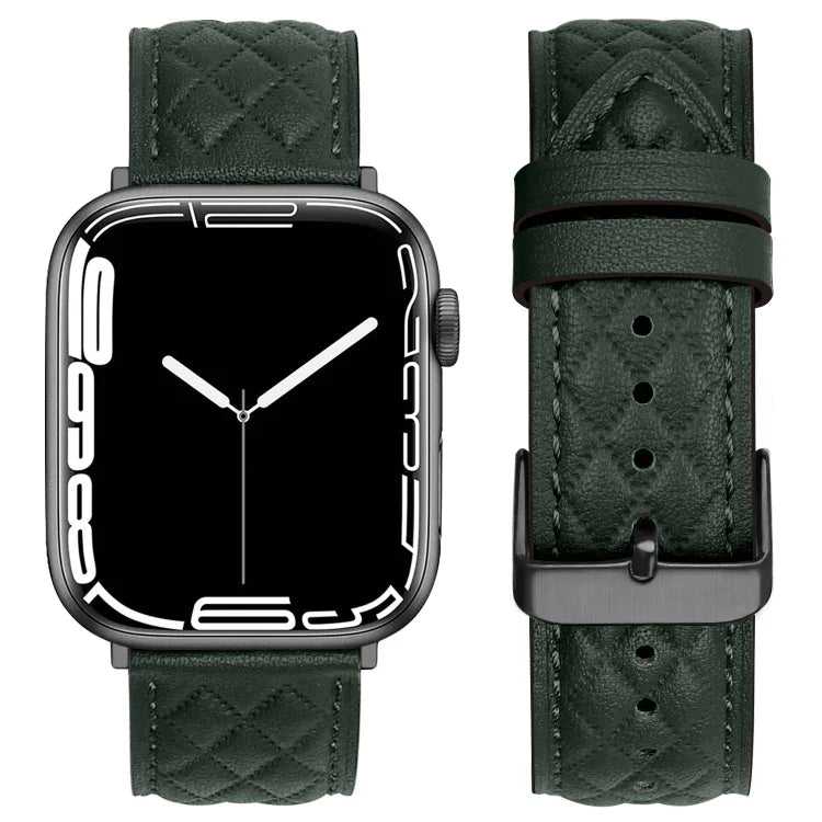 สายหนังแท้ลายข้าวหลามตัด สำหรับ Apple Watch Series 8&7 41 มม. / SE 2&6&SE&5&4 40 มม. / 3&2&1 38 มม., สำหรับ Apple Watch Series 8&7 41 มม. / SE 2&6&SE&5&4 40 มม. / 3&2&1 38 มม.