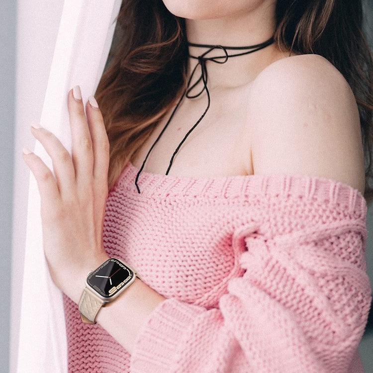 สายหนังแท้ลายข้าวหลามตัด สำหรับ Apple Watch Series 8&7 45 มม. / SE 2&6&SE&5&4 44 มม. / 3&2&1 42 มม., สำหรับ Apple Watch Series 8&7 45 มม. / SE 2&6&SE&5&4 44 มม. / 3&2&1 42 มม.