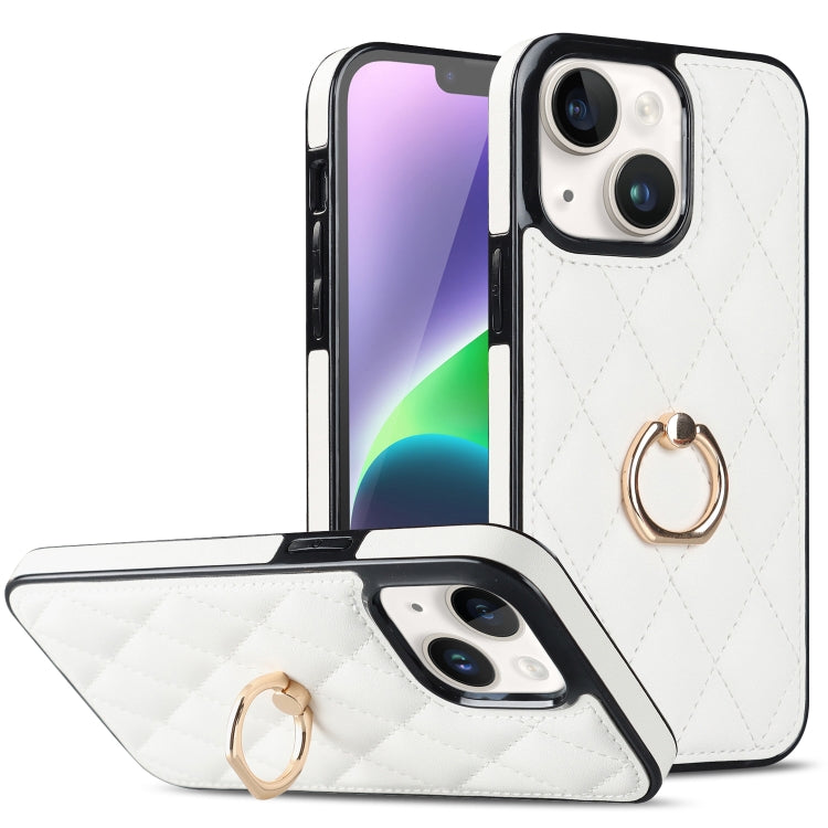 Rhombic PU Leather Phone Case with Ring Holder, For iPhone 14, For iPhone 14 Plus, For iPhone 14 Pro, For iPhone 14 Pro Max, For iPhone 13 mini, For iPhone 13