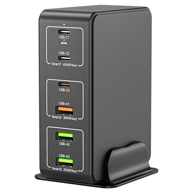 ที่ชาร์จเร็วแบบตั้งโต๊ะ 120W 6 พอร์ต Type-C + USB รุ่น 818H, ปลั๊ก US, ปลั๊ก UK, ปลั๊ก EU, ปลั๊ก AU