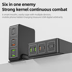ที่ชาร์จเร็วแบบตั้งโต๊ะ 120W 6 พอร์ต Type-C + USB รุ่น 818H, ปลั๊ก US, ปลั๊ก UK, ปลั๊ก EU, ปลั๊ก AU